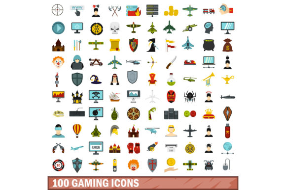 Explore 100 Gaming Icons Set in Flat Style